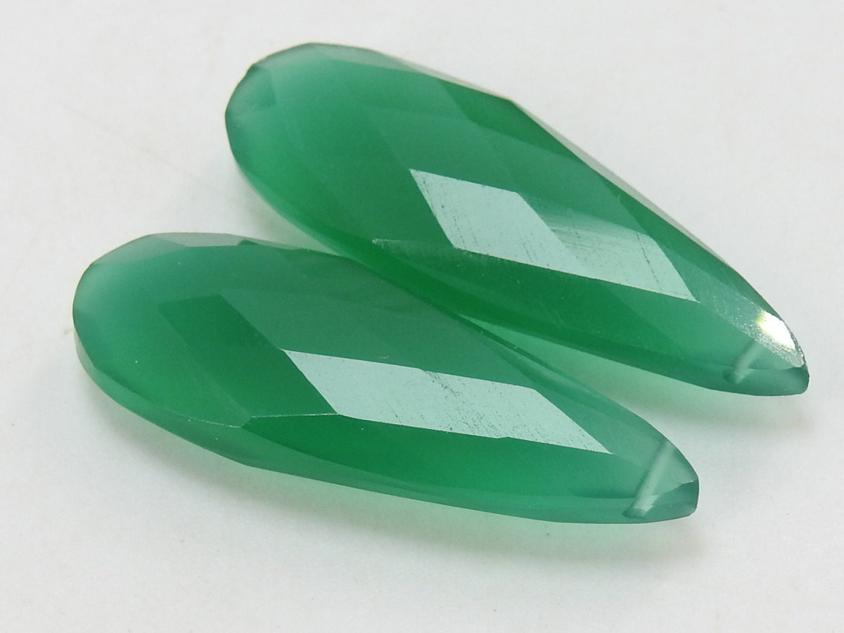 Chalcedony Faceted Teardrop Beads 30x10mm 2 Piece Pack Loose Gemstone Focal Stones For Earring DIY Jewelry Making Crafts Supply PME-CY1