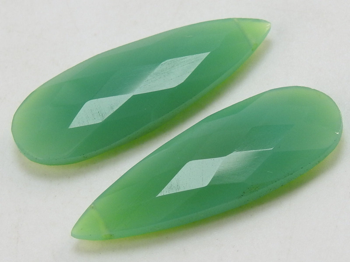 Chalcedony Faceted Teardrop Beads 30x10mm 2 Piece Pack Loose Gemstone Focal Stones For Earring DIY Jewelry Making Crafts Supply PME-CY1