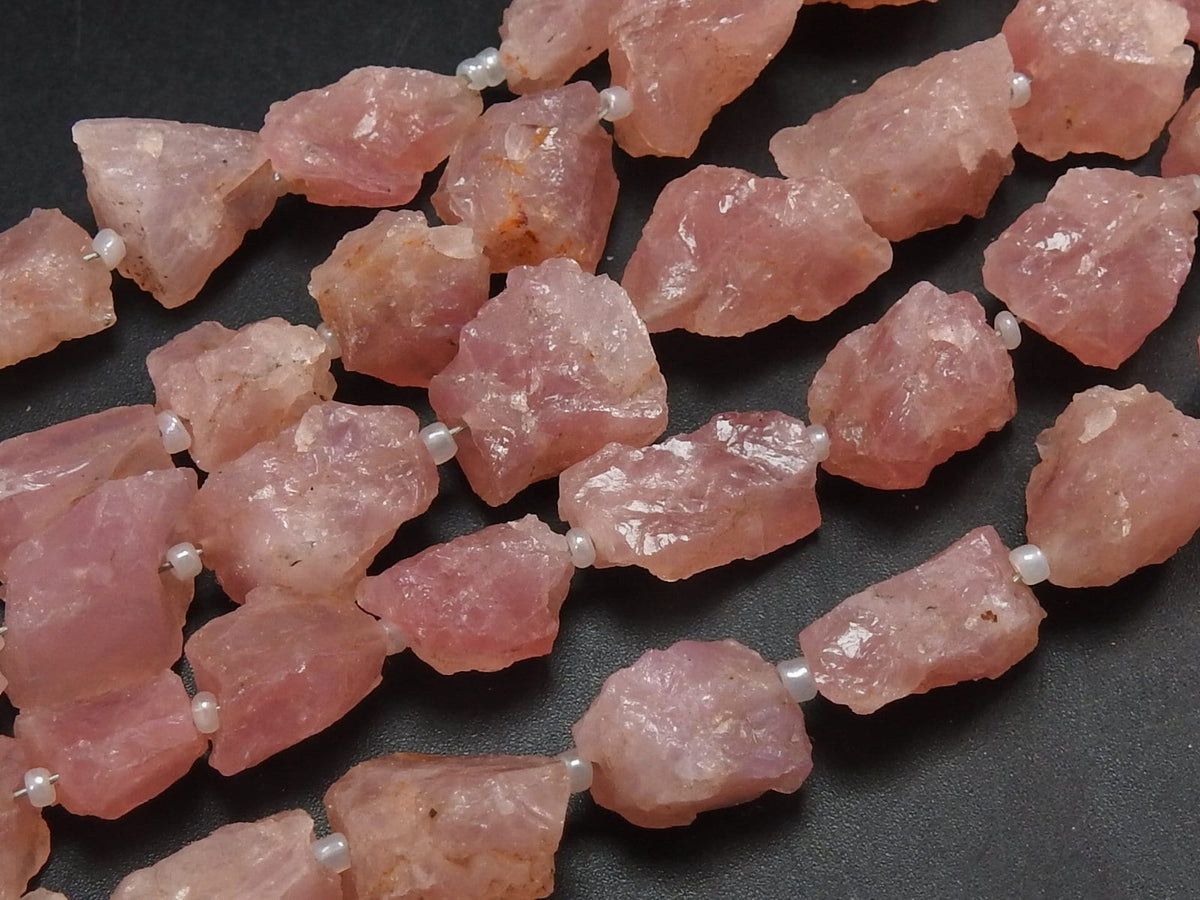 Natural Morganite Rough Tumble Nugget 10Inches Strand 10-15mm Loose Gemstone Beads Wholesale Jewelry Making Craft Supplies Raw Pink Stone