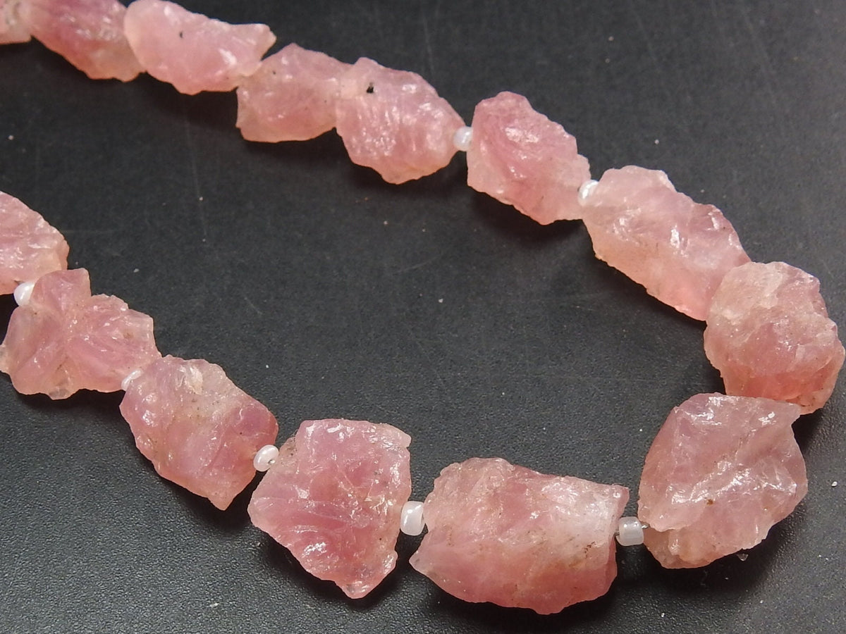 Natural Morganite Rough Tumble Nugget 10Inches Strand 10-15mm Loose Gemstone Beads Wholesale Jewelry Making Craft Supplies Raw Pink Stone