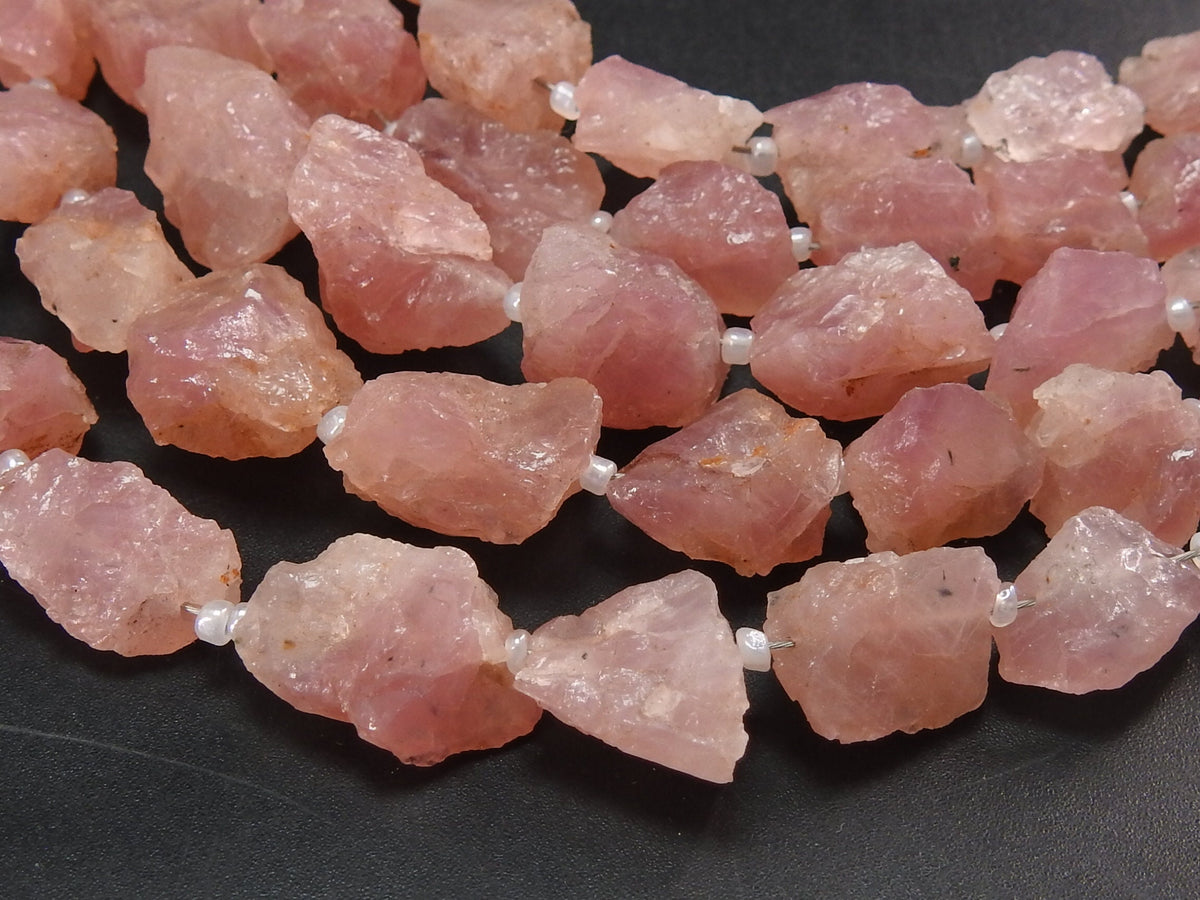 Natural Morganite Rough Tumble Nugget 10Inches Strand 10-15mm Loose Gemstone Beads Wholesale Jewelry Making Craft Supplies Raw Pink Stone