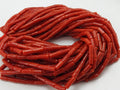 Natural Red Coral Smooth Tube Beads 16Inches Cylinder Gemstone Strand Genuine Stone Wholesale Jewelry Making Craft Supplies DIY Pack