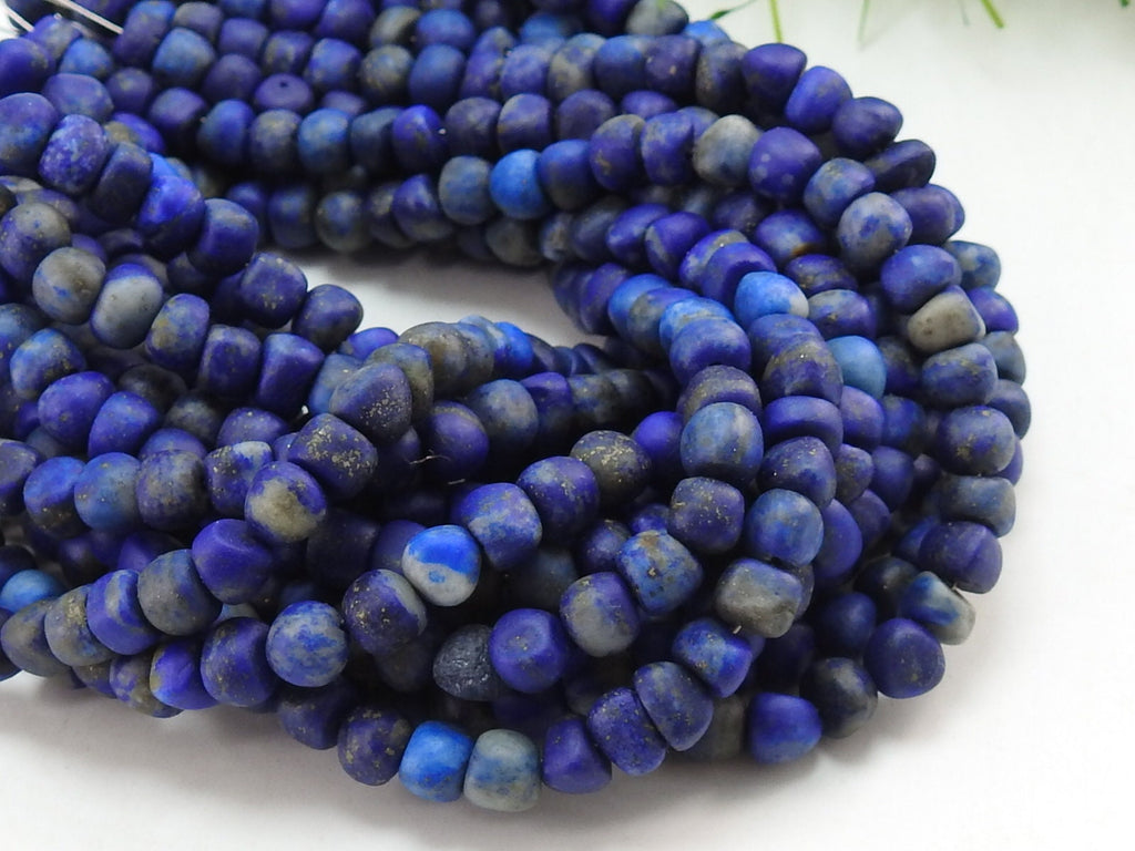 Natural Lapis Lazuli Smooth Matte Polished Roundel Bead 16 Inch Strand Wholesale Gemstone Beads Jewelry Making Supplies WB-5