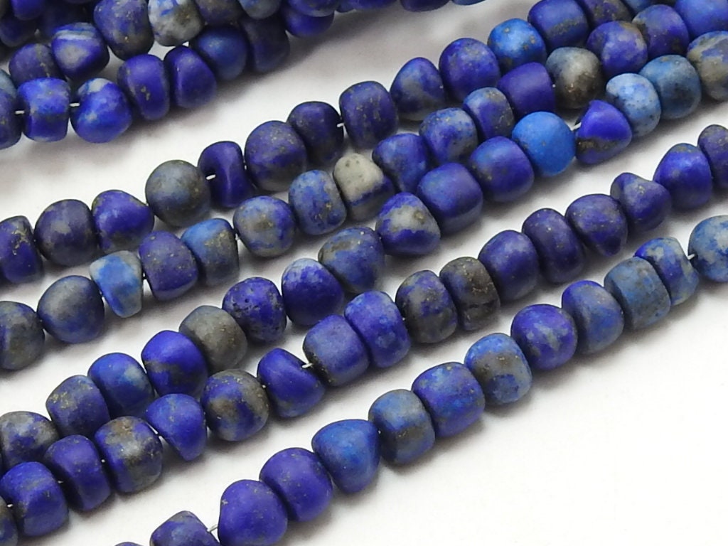 Natural Lapis Lazuli Smooth Matte Polished Roundel Bead 16 Inch Strand Wholesale Gemstone Beads Jewelry Making Supplies WB-5