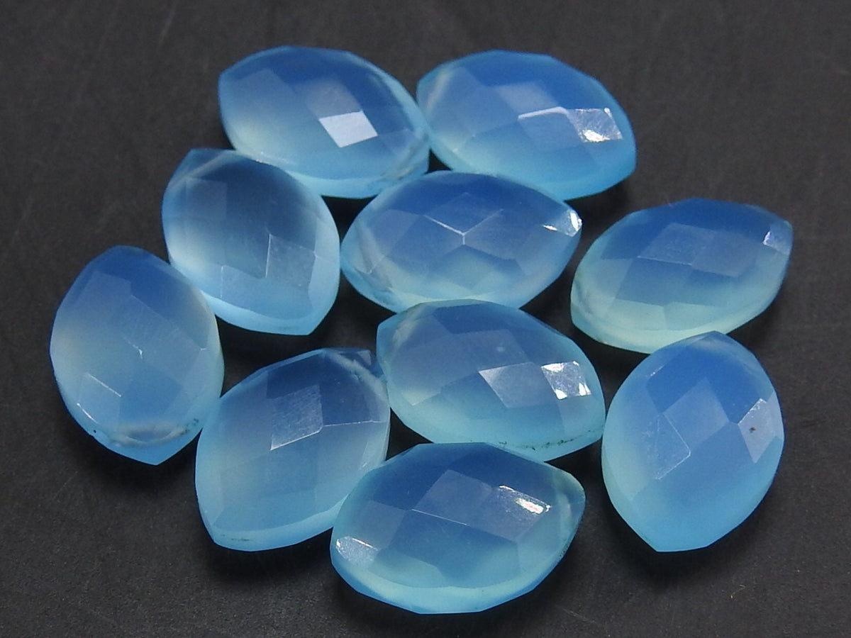 Chalcedony Faceted Marquise Beads Matching Pair, 12x8mm Loose Gemstone Set of 2 Pieces for Earring Jewelry Making Supplies PME-CY1