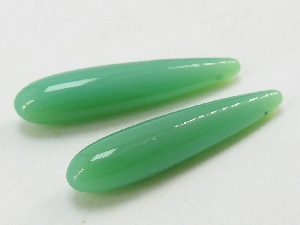 Matched Pair Chalcedony Drop Beads Smooth Polished Elongated 35mm Long 2Pc Set Loose Gemstone Earring Supplies Wholesaler Jewelry Making