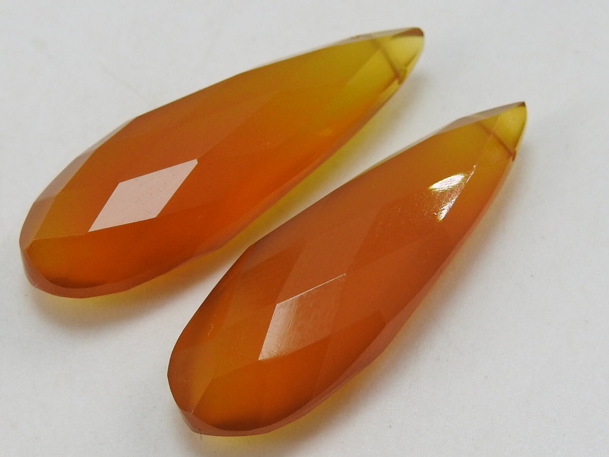 Chalcedony Faceted Teardrop Beads 30x10mm 2 Piece Pack Loose Gemstone Focal Stones For Earring DIY Jewelry Making Crafts Supply PME-CY1