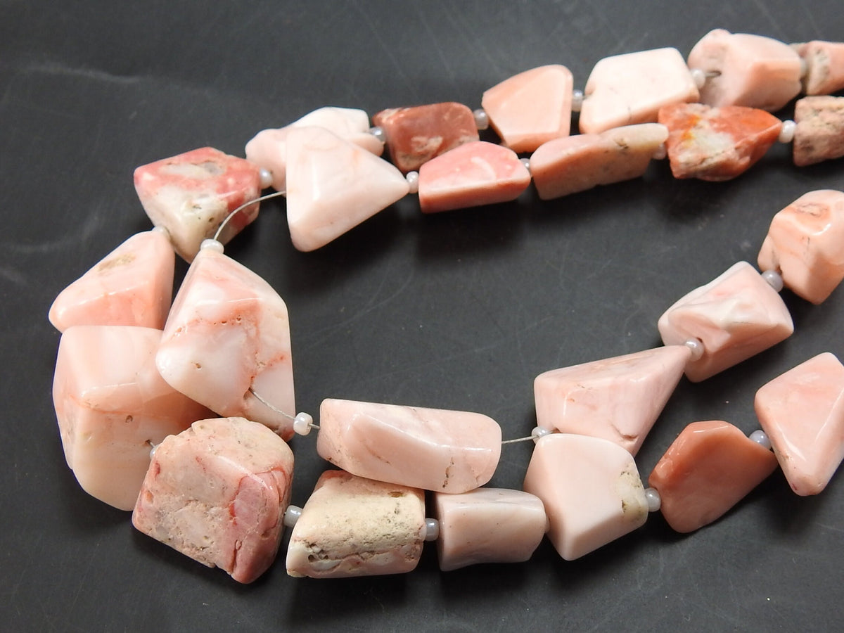 Natural Pink Peruvian Opal Smooth Tumble Nugget Beads, 12 Inch Strand 8-20mm, Loose Precious Pastel Gemstone, Wholesale Jewelry Supplies TU5