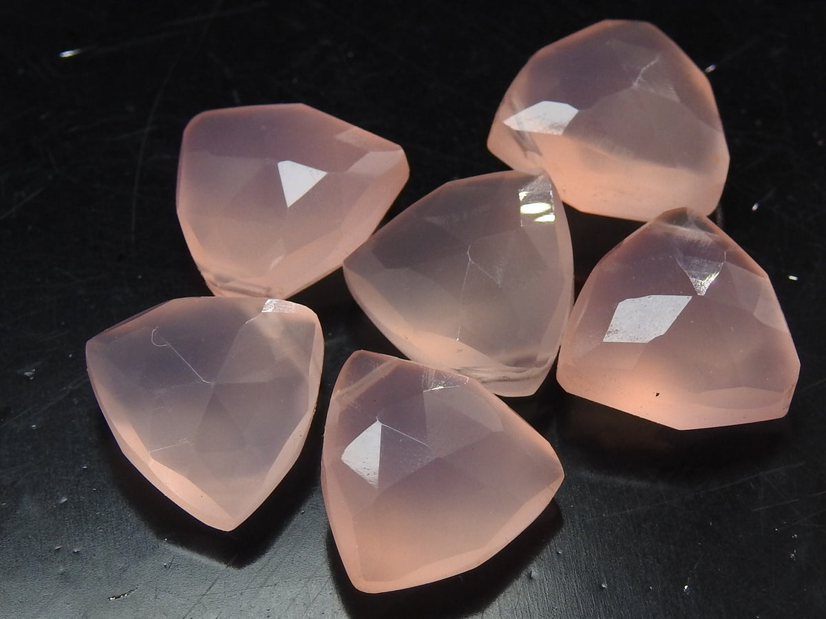 Chalcedony Faceted Trillion Cut Gemstone Beads 10Piece 12X12MM Wholesale Loose Stones For Earring Jewelry Making Supplies PME(CY2)
