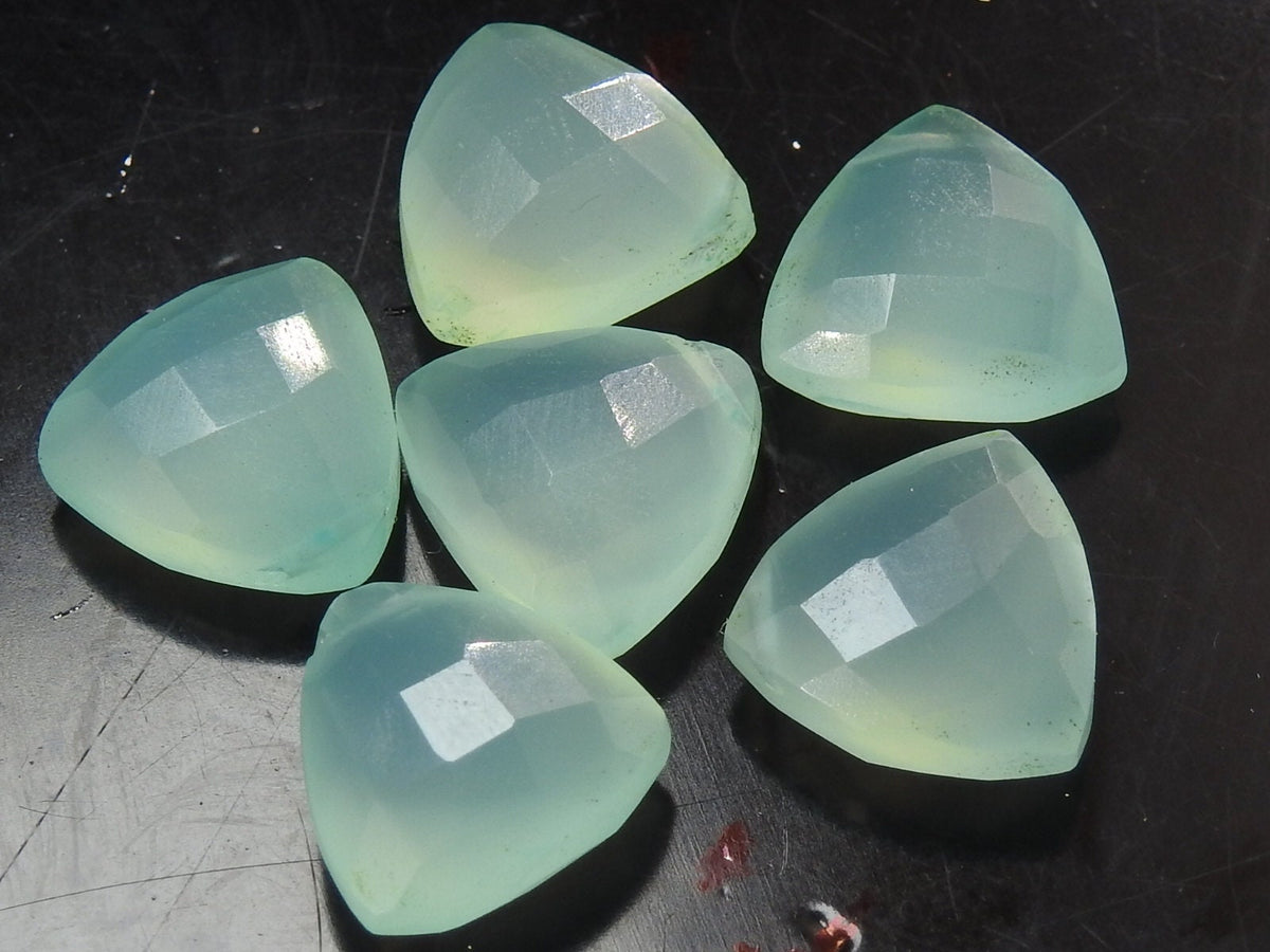 Chalcedony Faceted Trillion Cut Gemstone Beads 10Piece 12X12MM Wholesale Loose Stones For Earring Jewelry Making Supplies PME(CY2)
