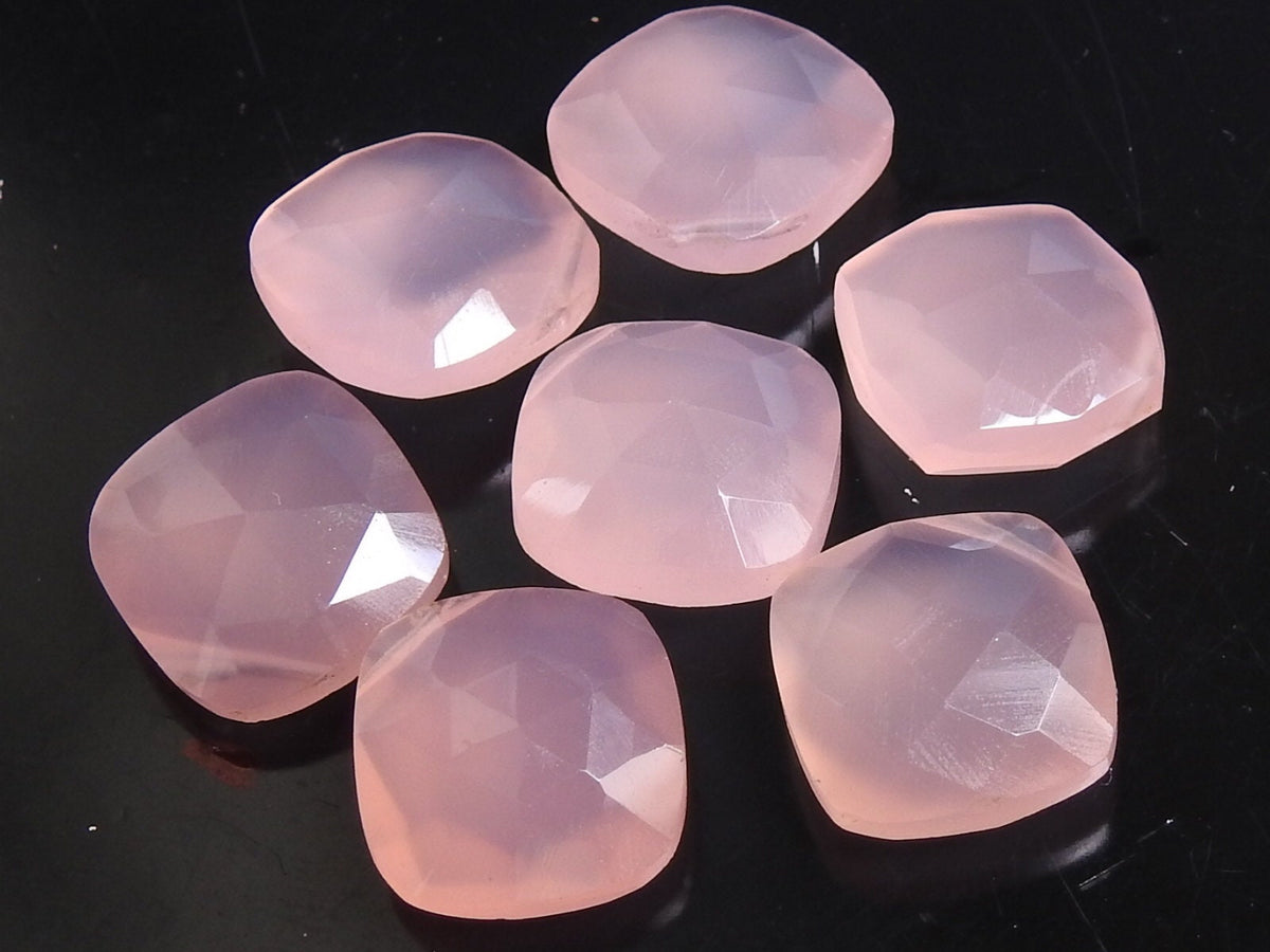Chalcedony Cushion Cut Gemstone Beads, 12x12mm Faceted Matched Pair 2Piece, Loose Stone Supplies for Statement Earring Making PME-CY1