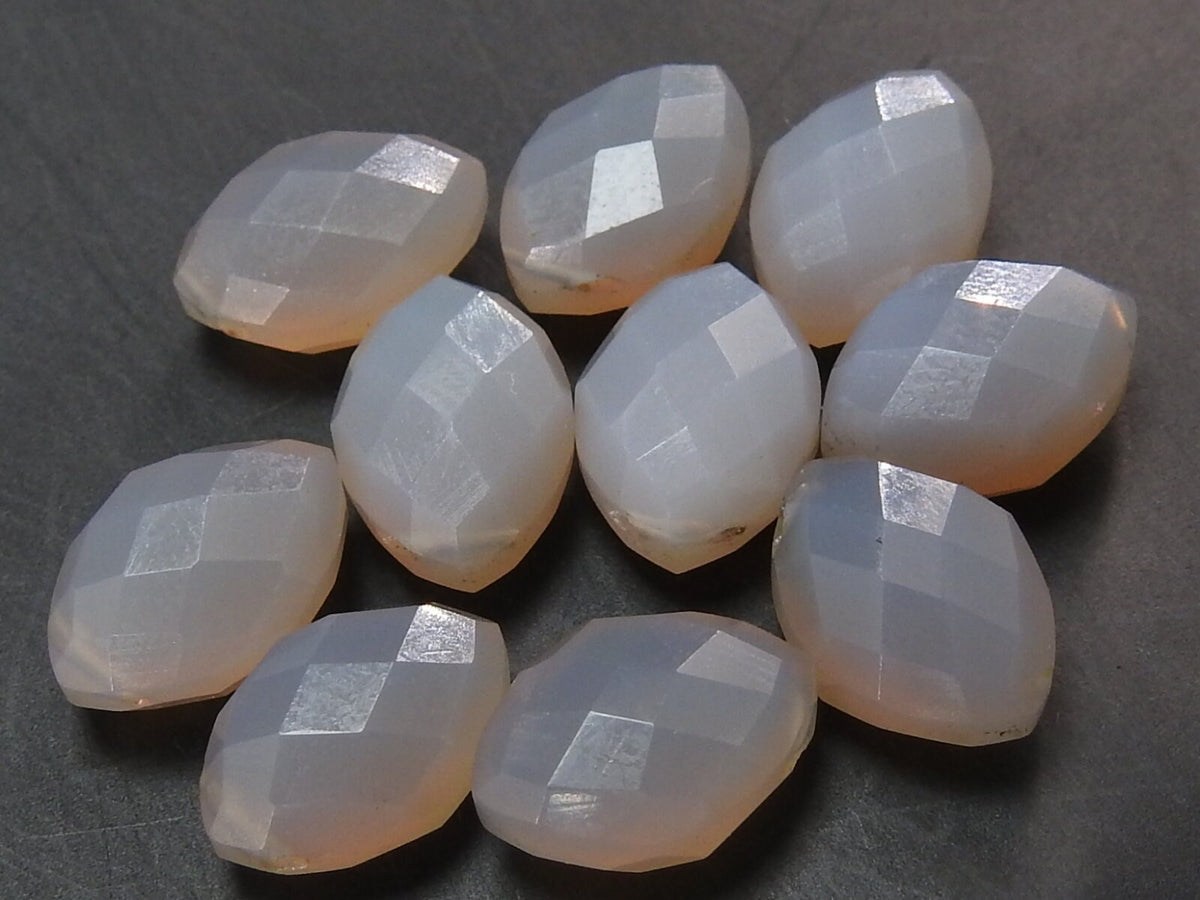 Chalcedony Faceted Marquise Beads Matching Pair, 12x8mm Loose Gemstone Set of 2 Pieces for Earring Jewelry Making Supplies PME-CY1