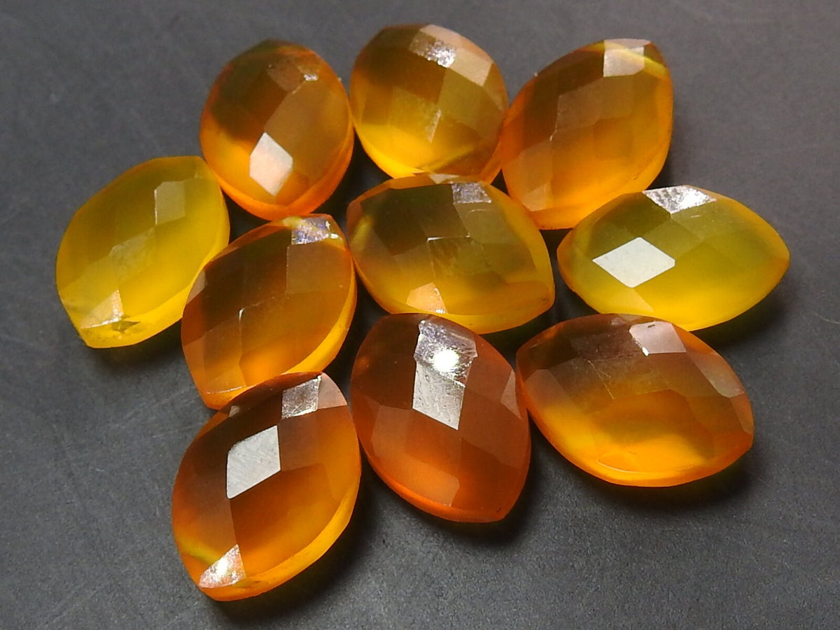 Chalcedony Faceted Marquise Beads Matching Pair, 12x8mm Loose Gemstone Set of 2 Pieces for Earring Jewelry Making Supplies PME-CY1