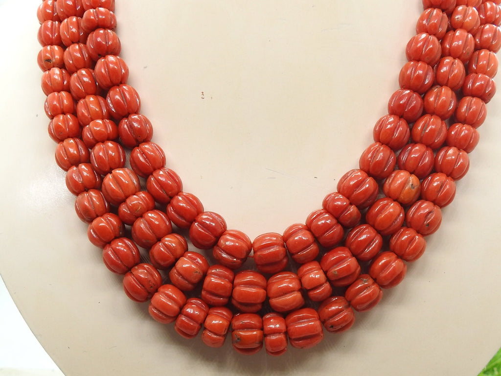 Red Coral Pumpkin Carving Rondell Watermelon Bead 5-12mm Loose Stone 9" Strand Natural Gemstone Jewelry Making DIY BK-CR2