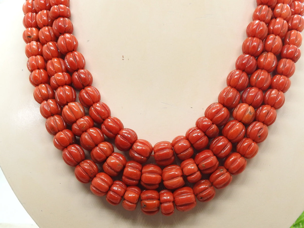 Red Coral Pumpkin Carving Rondell Watermelon Bead 5-12mm Loose Stone 9" Strand Natural Gemstone Jewelry Making DIY BK-CR2