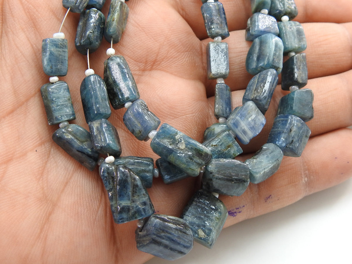 Blue Kyanite Smooth Polished Tumble Nugget Beads 5-8mm, Natural Stone 8 Inch Strand Loose Gemstone Wholesale Jewelry Supplies TU1