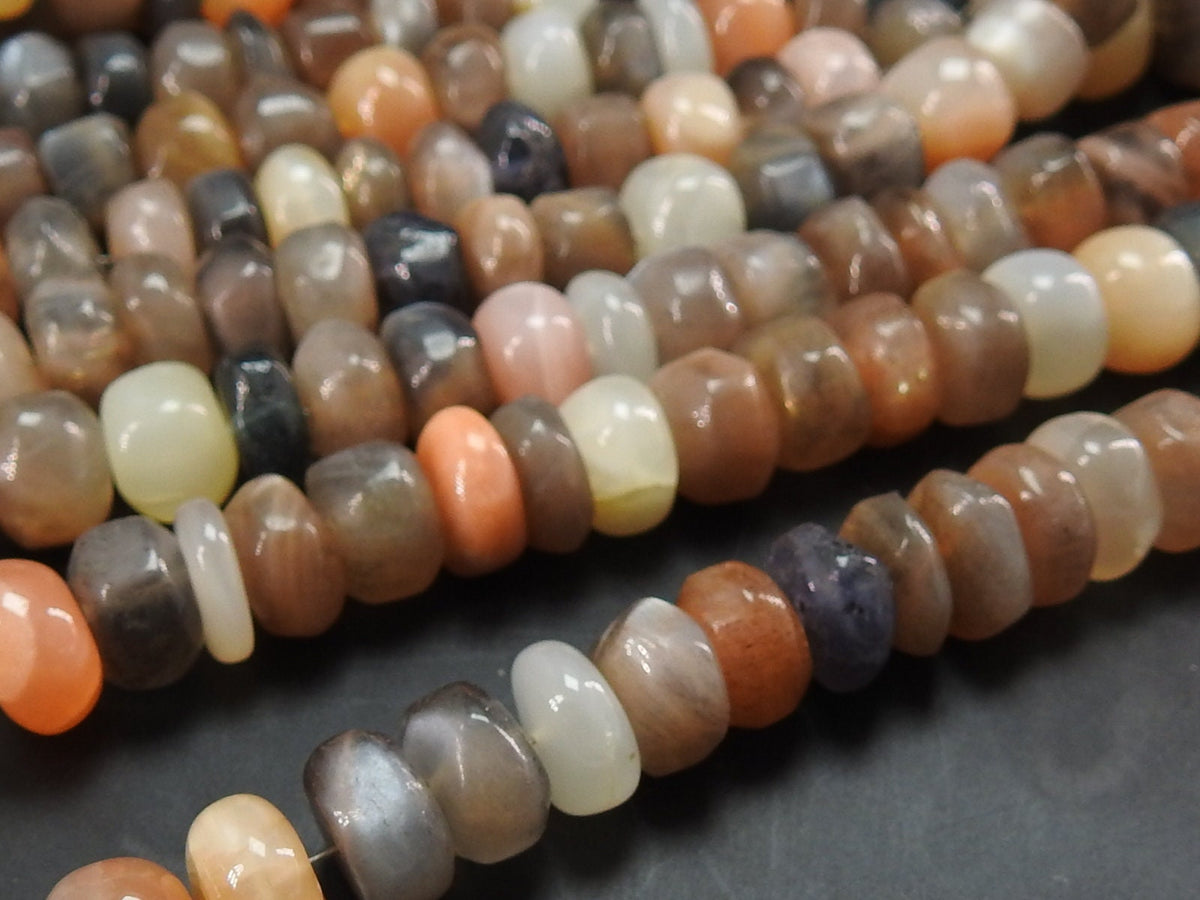 Natural Moonstone Smooth Roundel Bead Multi Shaded 16Inches Strand Wholesaler Supplies New Arrival Gemstone Jewelry Making Loose Spacer DIY