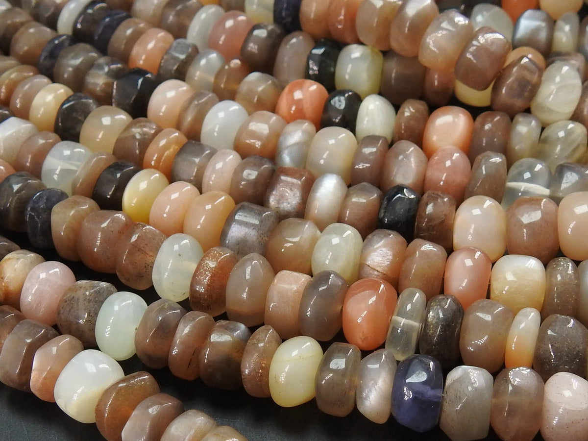 Natural Moonstone Smooth Roundel Bead Multi Shaded 16Inches Strand Wholesaler Supplies New Arrival Gemstone Jewelry Making Loose Spacer DIY