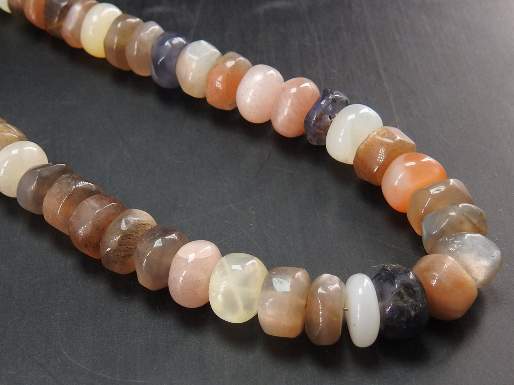 Natural Moonstone Smooth Roundel Bead Multi Shaded 16Inches Strand Wholesaler Supplies New Arrival Gemstone Jewelry Making Loose Spacer DIY