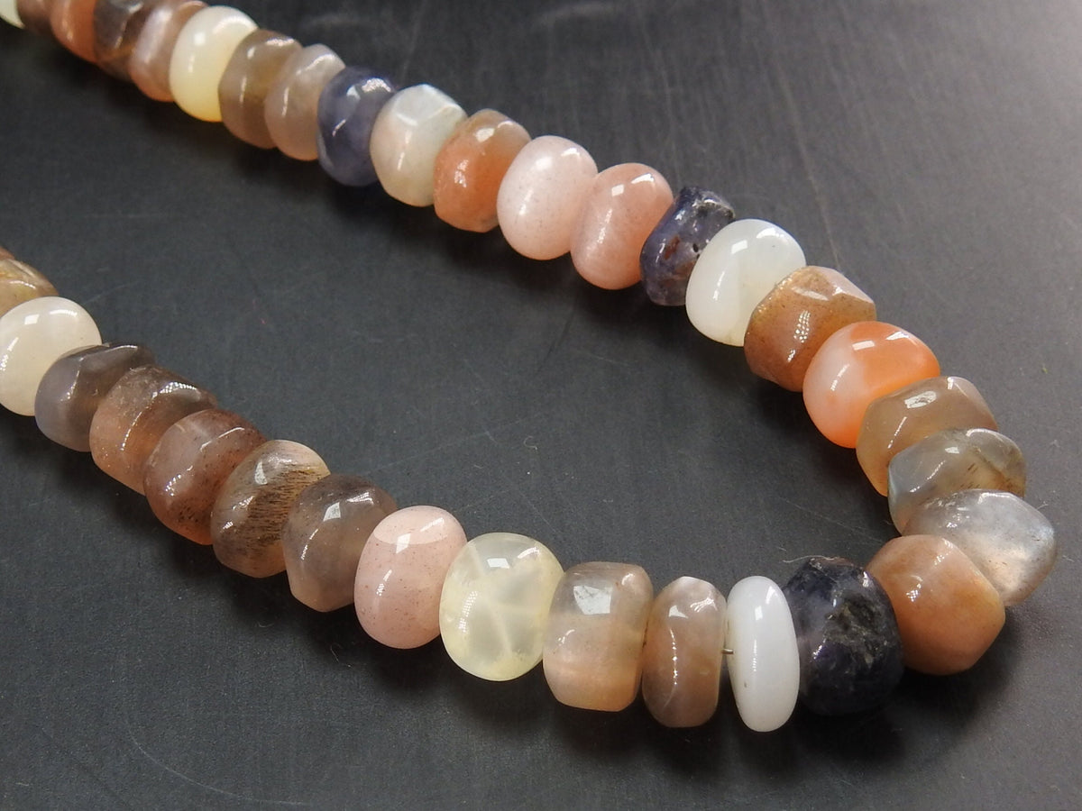 Natural Moonstone Smooth Roundel Bead Multi Shaded 16Inches Strand Wholesaler Supplies New Arrival Gemstone Jewelry Making Loose Spacer DIY