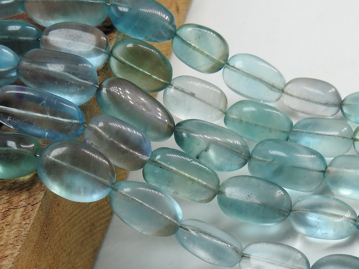 Blue Fluorite Smooth Tumble Nugget Beads 8Inches 16x9mm 7x5mm Natural Stone Loose Gemstone Strand for Jewelry Making Bead Wholesaler Supply