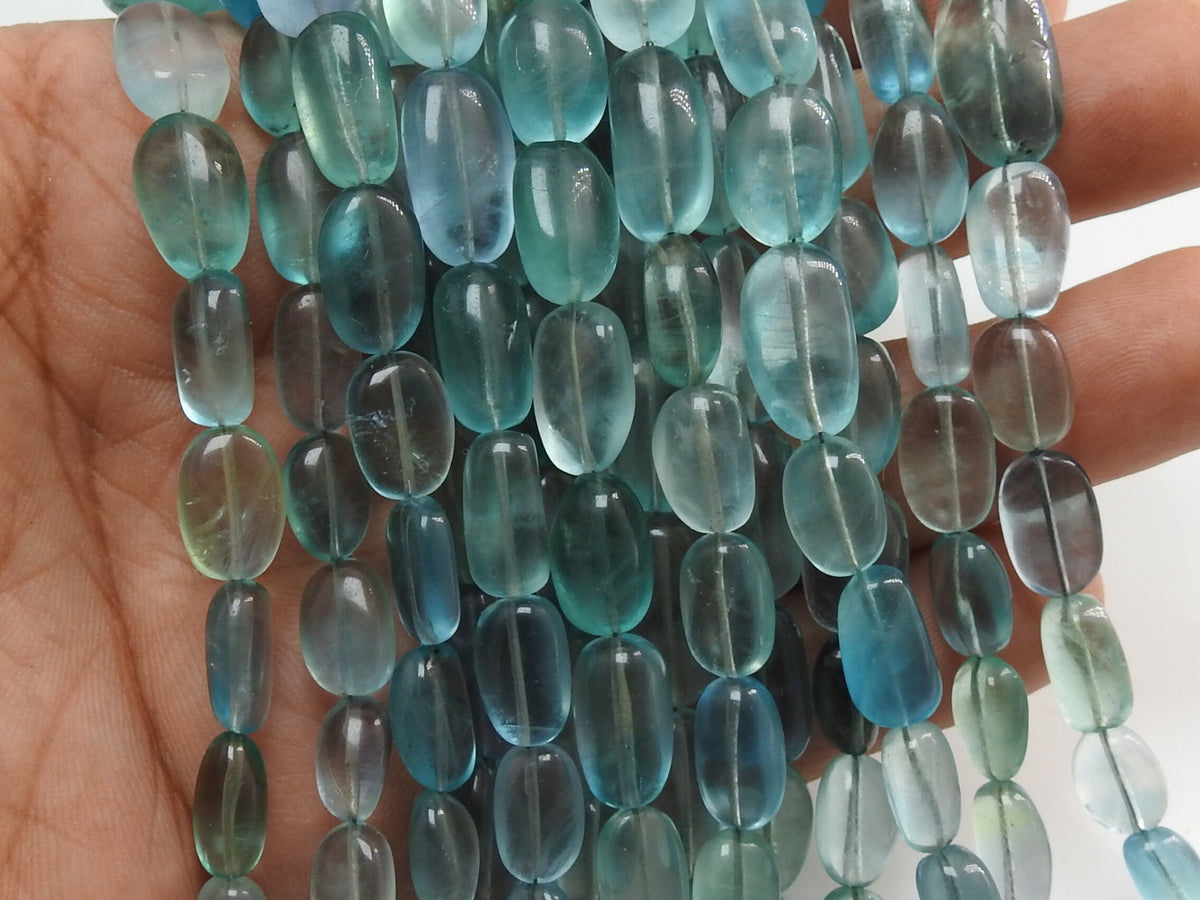Blue Fluorite Smooth Tumble Nugget Beads 8Inches 16x9mm 7x5mm Natural Stone Loose Gemstone Strand for Jewelry Making Bead Wholesaler Supply