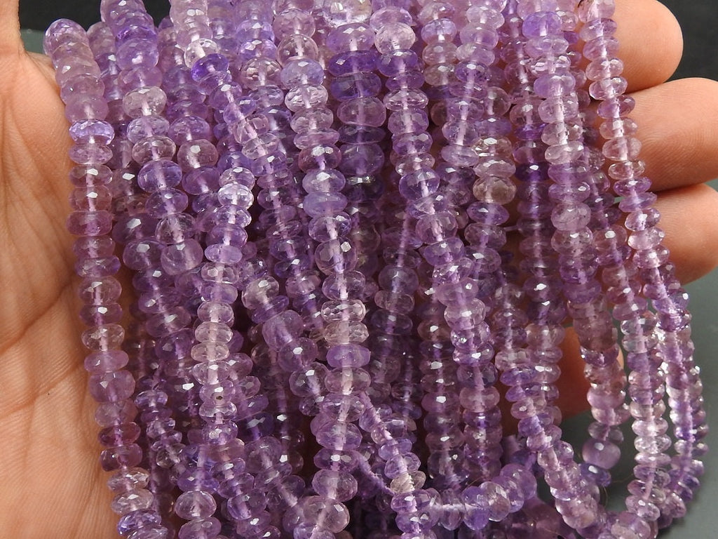 Pink Amethyst Faceted Roundel Bead 16Inches Strand Wholesaler Supplies Natural Stone WB-6
