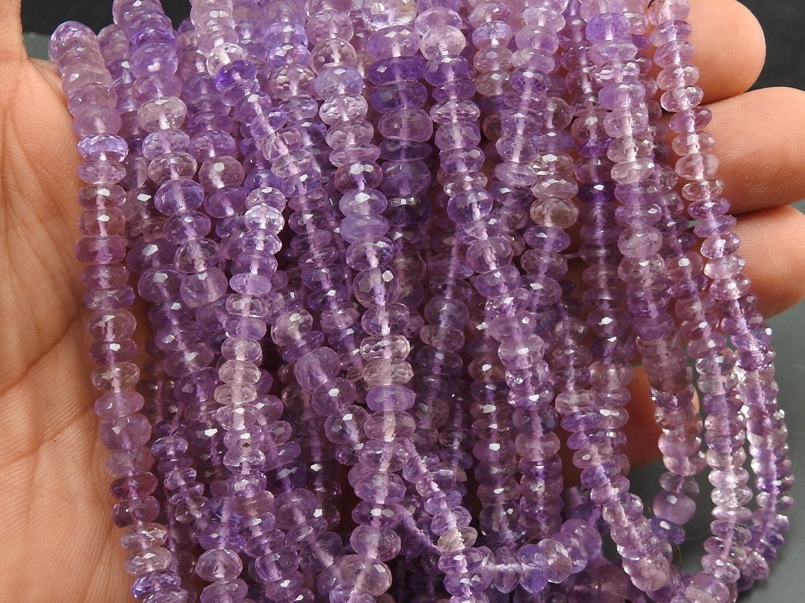 Pink Amethyst Faceted Roundel Bead 16Inches Strand Wholesaler Supplies Natural Stone WB-6
