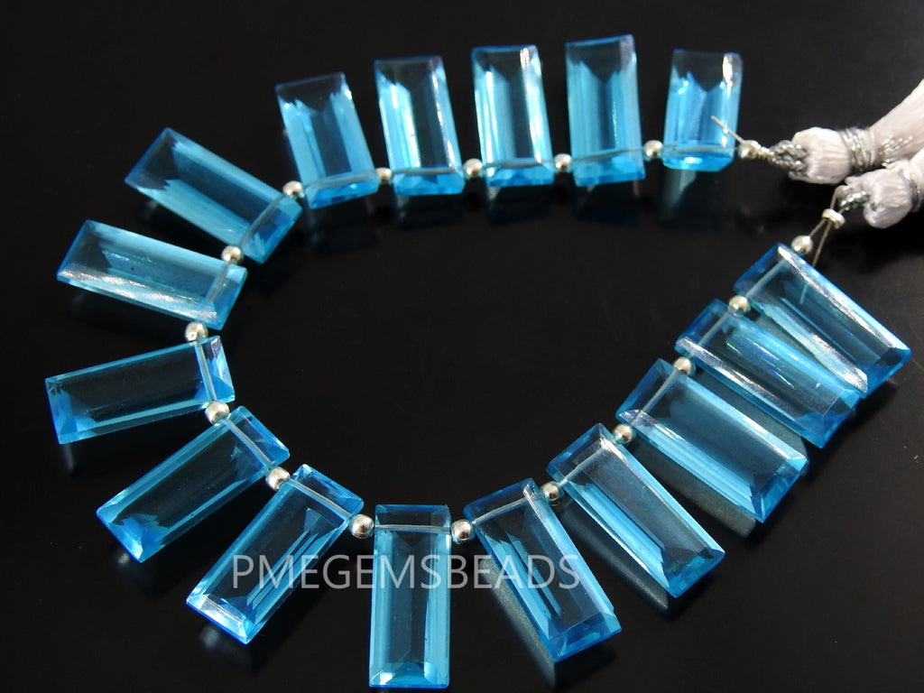 Quartz Rectangle Baguette Beads, 18x7mm Faceted Briolette Matched Pair 2Piece, Loose Stone Supplies for Statement Earring Making PMEQA