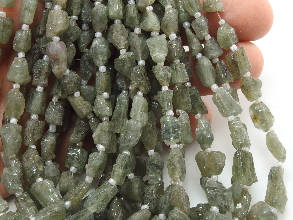 Natural Moss Aquamarine Rough Polished Tumble Nugget 10" 8-12mm Gemstone Beads Wholesale Strand for DIY Handmade Jewelry Making Supplies RB1