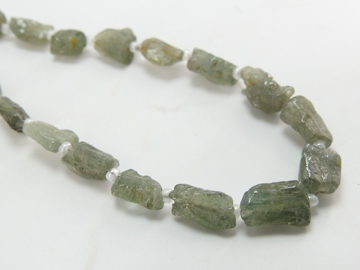 Natural Moss Aquamarine Rough Polished Tumble Nugget 10" 8-12mm Gemstone Beads Wholesale Strand for DIY Handmade Jewelry Making Supplies RB1