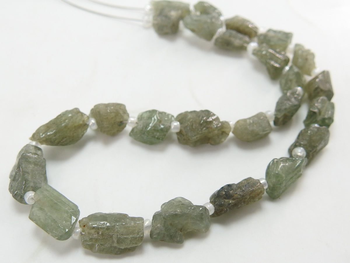 Natural Moss Aquamarine Rough Polished Tumble Nugget 10" 8-12mm Gemstone Beads Wholesale Strand for DIY Handmade Jewelry Making Supplies RB1
