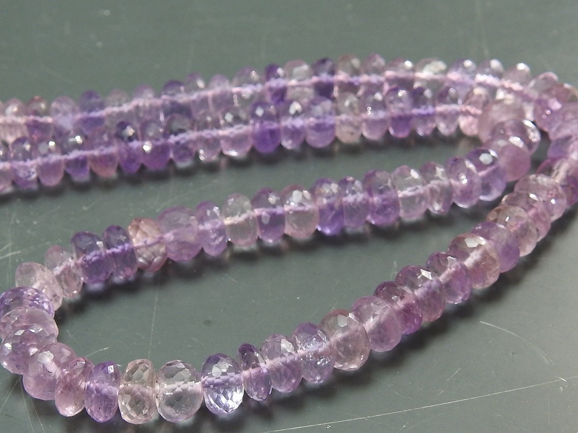 Pink Amethyst Faceted Roundel Bead 16Inches Strand Wholesaler Supplies Natural Stone WB-6