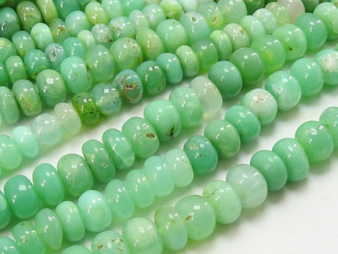 Natural Chrysoprase Smooth Roundelle Beads 8mm, 9 Inch Strand, Genuine Green Gemstone for Jewelry Making, Wholesale Supplies, New Arrival