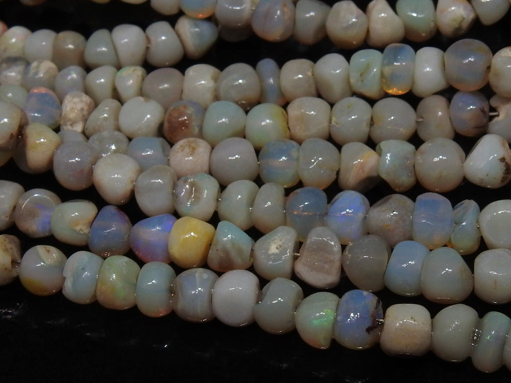 Natural Australian Opal Bead Smooth Polished Multi Fire Handmade Roundel Shape 16nch Strand Wholesaler Supplies New Arrival Stone MS