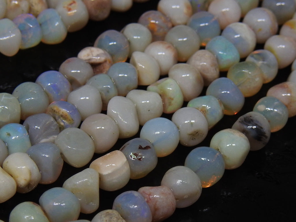 Natural Australian Opal Bead Smooth Polished Multi Fire Handmade Roundel Shape 16nch Strand Wholesaler Supplies New Arrival Stone MS