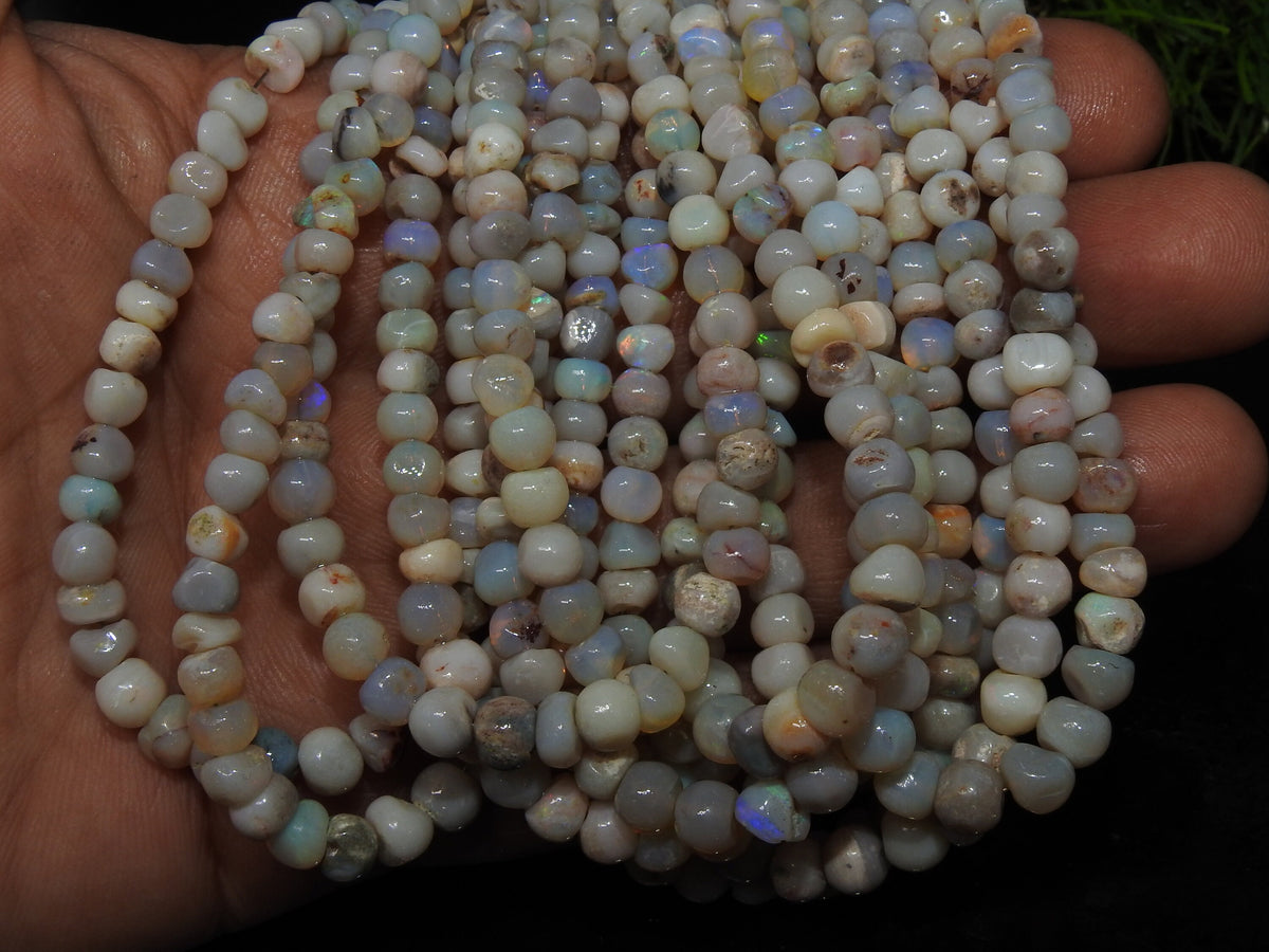 Natural Australian Opal Bead Smooth Polished Multi Fire Handmade Roundel Shape 16nch Strand Wholesaler Supplies New Arrival Stone MS