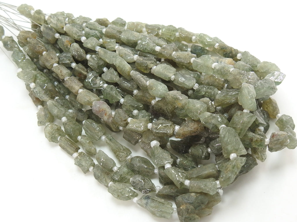 Natural Moss Aquamarine Rough Polished Tumble Nugget 10" 8-12mm Gemstone Beads Wholesale Strand for DIY Handmade Jewelry Making Supplies RB1