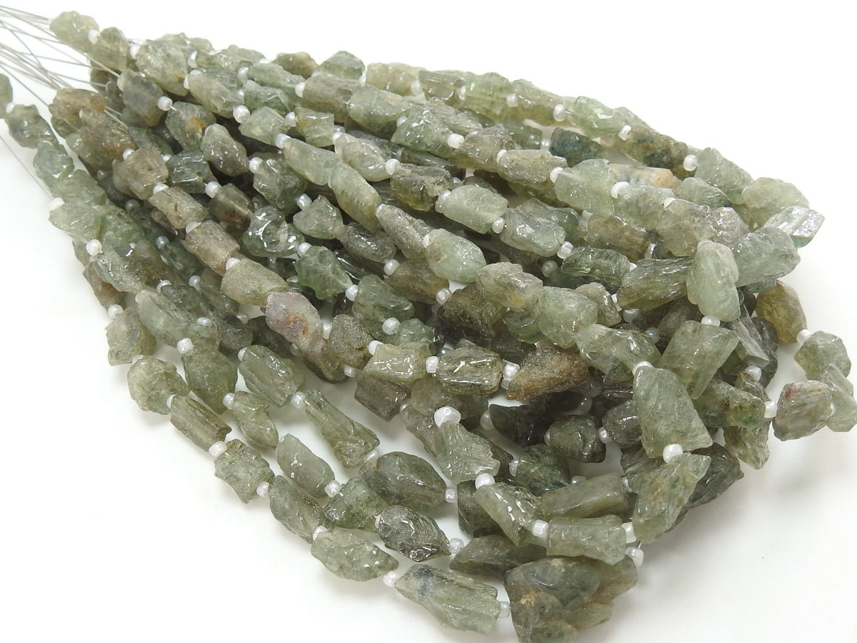 Natural Moss Aquamarine Rough Polished Tumble Nugget 10" 8-12mm Gemstone Beads Wholesale Strand for DIY Handmade Jewelry Making Supplies RB1