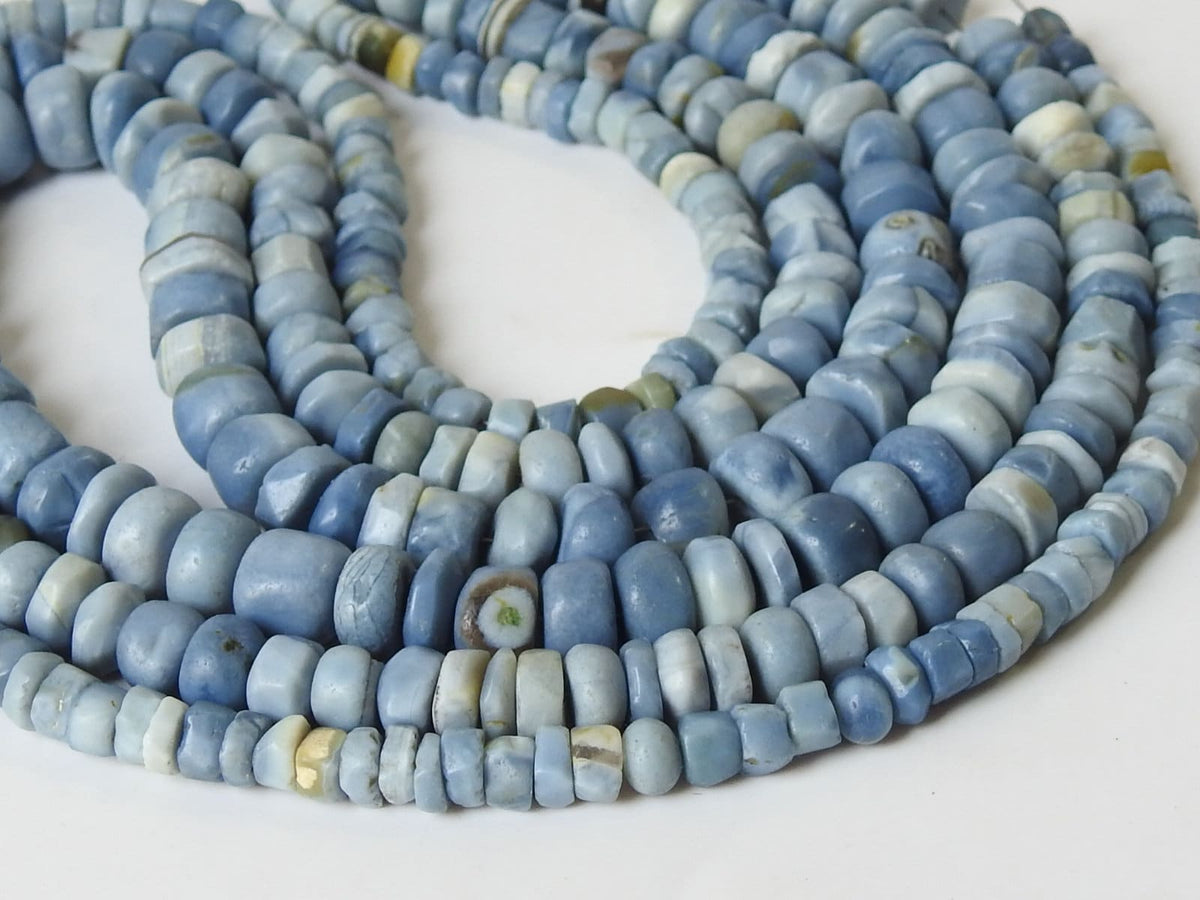 Blue Indian Opal Smooth Matte Polished Roundel Bead 16Inch Strand, Natural Stone Handmade Jewelry Making Supplies WB-6