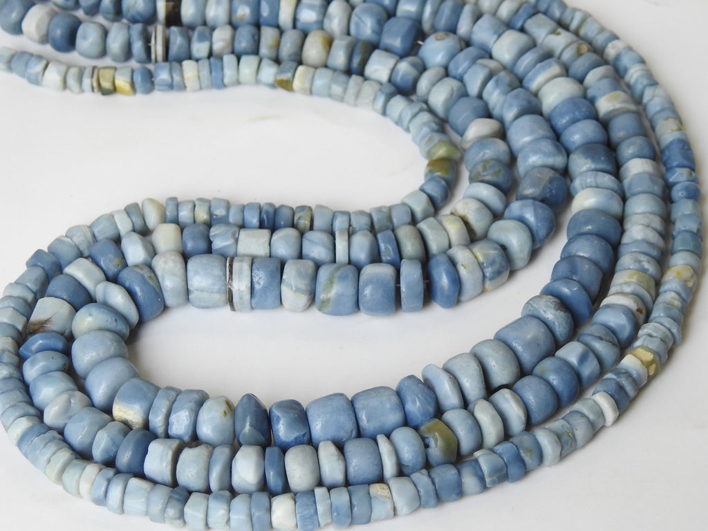 Blue Indian Opal Smooth Matte Polished Roundel Bead 16Inch Strand, Natural Stone Handmade Jewelry Making Supplies WB-6