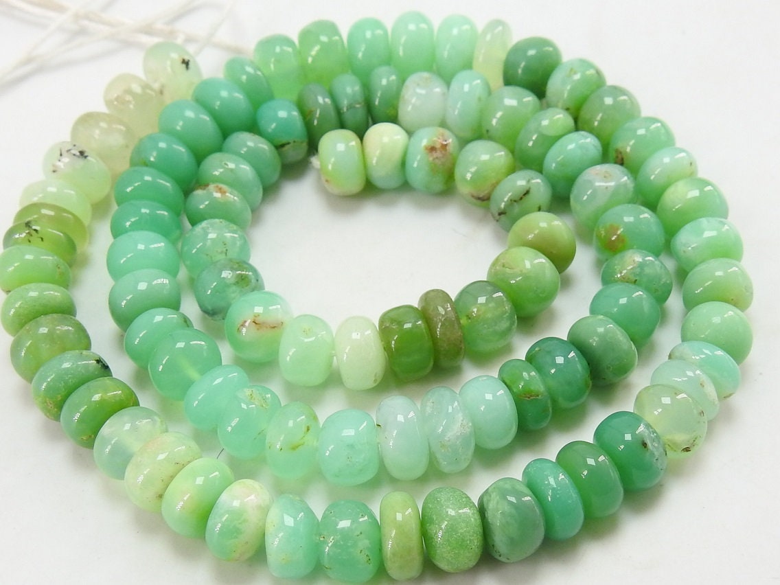 Natural Chrysoprase Smooth Roundelle Beads 8mm, 9 Inch Strand, Genuine Green Gemstone for Jewelry Making, Wholesale Supplies, New Arrival
