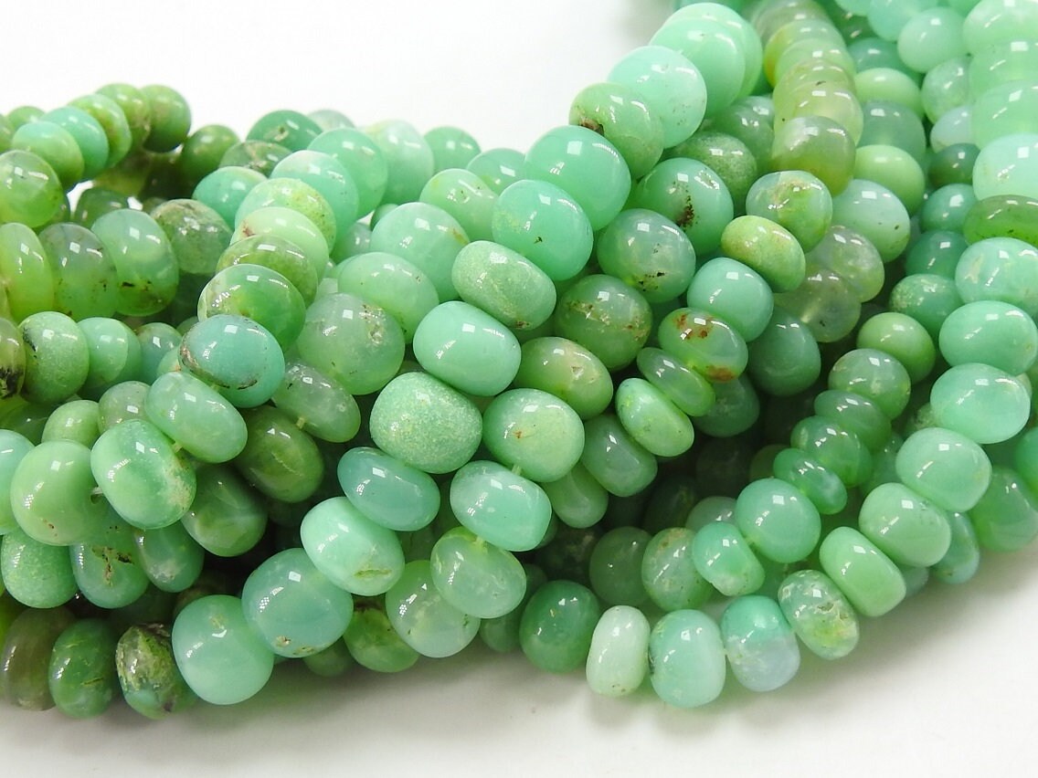 Natural Chrysoprase Smooth Roundelle Beads 8mm, 9 Inch Strand, Genuine Green Gemstone for Jewelry Making, Wholesale Supplies, New Arrival