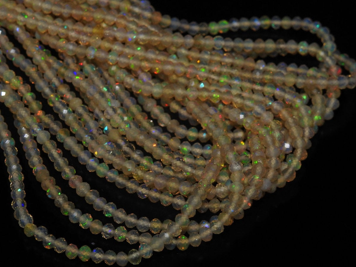 Ethiopian Opal Multi Flashy Fire Faceted Sphere Ball Round Bead 13Inch Strand 3MM Natural Stone For Making Jewelry New Arrival MS-EO2