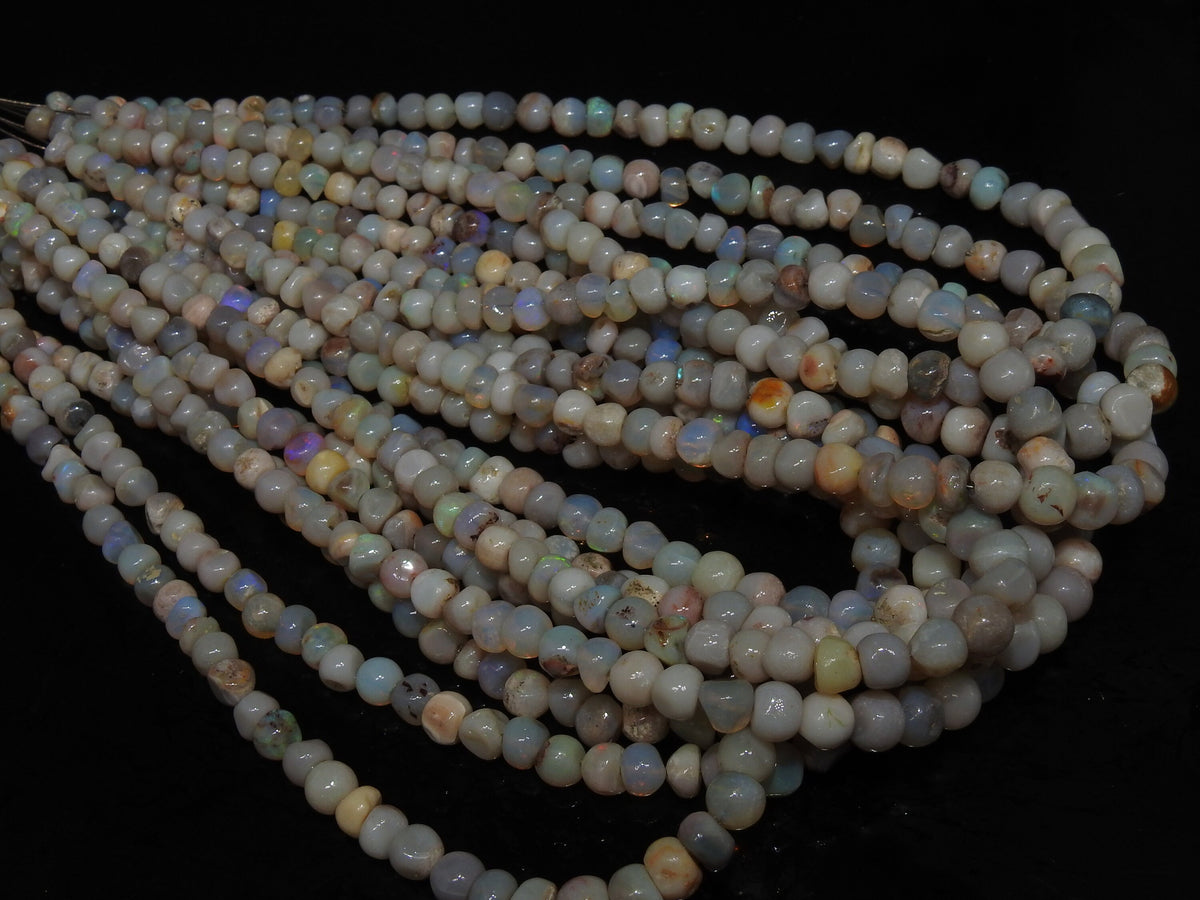 Natural Australian Opal Bead Smooth Polished Multi Fire Handmade Roundel Shape 16nch Strand Wholesaler Supplies New Arrival Stone MS