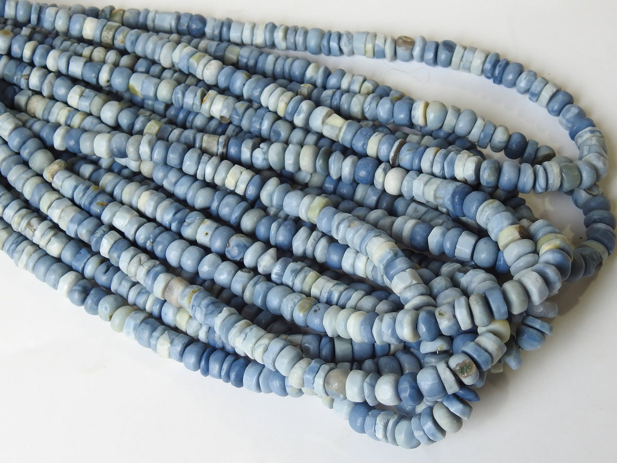Blue Indian Opal Smooth Matte Polished Roundel Bead 16Inch Strand, Natural Stone Handmade Jewelry Making Supplies WB-6