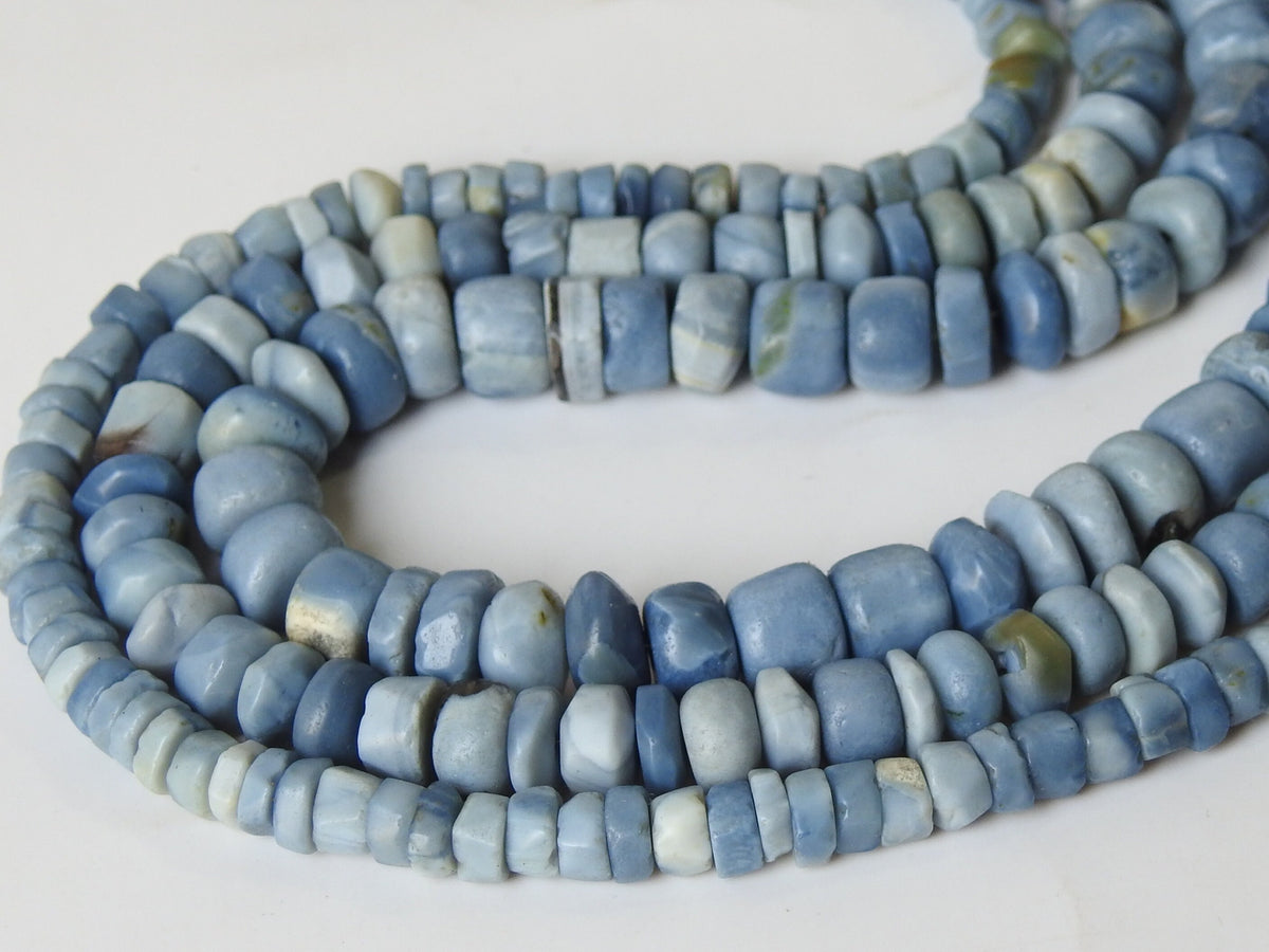 Blue Indian Opal Smooth Matte Polished Roundel Bead 16Inch Strand, Natural Stone Handmade Jewelry Making Supplies WB-6