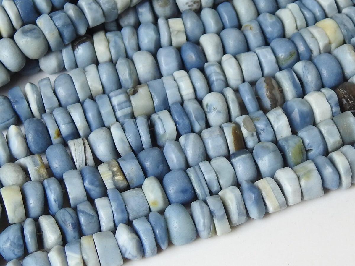 Blue Indian Opal Smooth Matte Polished Roundel Bead 16Inch Strand, Natural Stone Handmade Jewelry Making Supplies WB-6