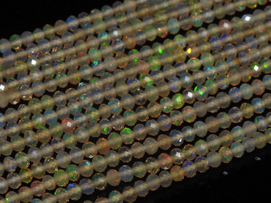 Ethiopian Opal Multi Flashy Fire Faceted Sphere Ball Round Bead 13Inch Strand 3MM Natural Stone For Making Jewelry New Arrival MS-EO2
