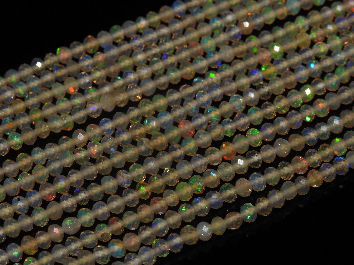 Ethiopian Opal Multi Flashy Fire Faceted Sphere Ball Round Bead 13Inch Strand 3MM Natural Stone For Making Jewelry New Arrival MS-EO2